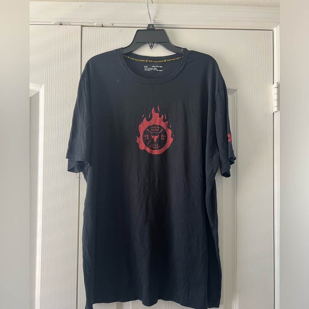 Under Armour Black Tee with Red Flame Graphic